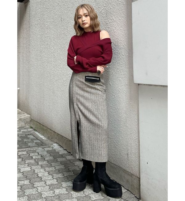 MURUA「MIXパターンスリットナロースカート」|スカート|