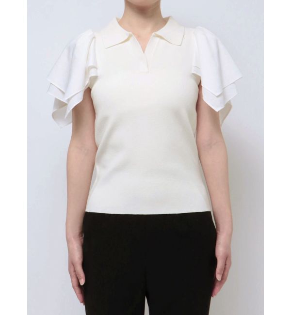 LAGUNAMOON「スクエアフリルスリーブニットプルオーバー」|ニット・セーター|