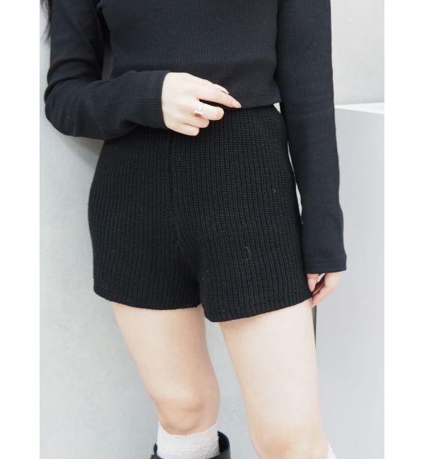 EVRIS「ニットショートパンツ」|その他|ブラック