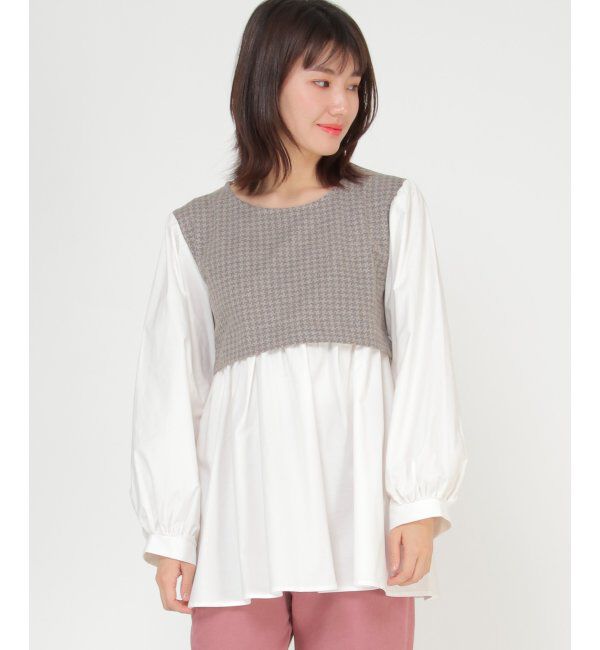 Lbc with Life「ジャカードドッキングブラウス」|シャツ・ブラウス|グレイ