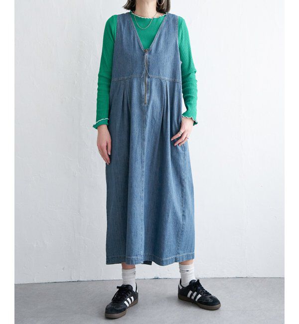 Lbc with Life「デニムジップフカＶネックワンピ」|ワンピース|
