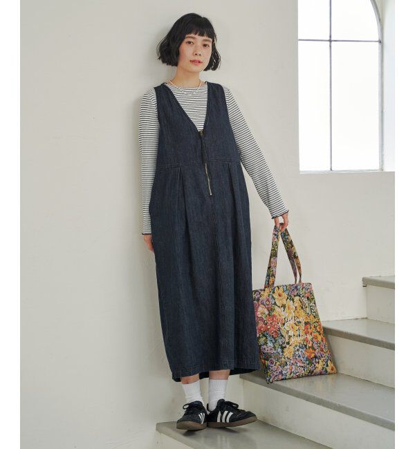 Lbc with Life「デニムジップフカＶネックワンピ」|ワンピース|