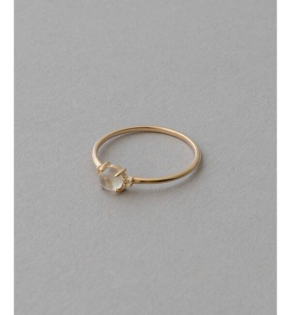 ete「K10YG レイヤード ムーンストーン/ホワイトトパーズ リング」|リング|