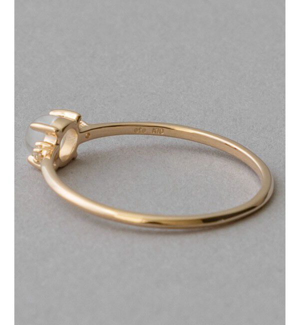 ete「K10YG レイヤード ムーンストーン/ホワイトトパーズ リング」|リング|