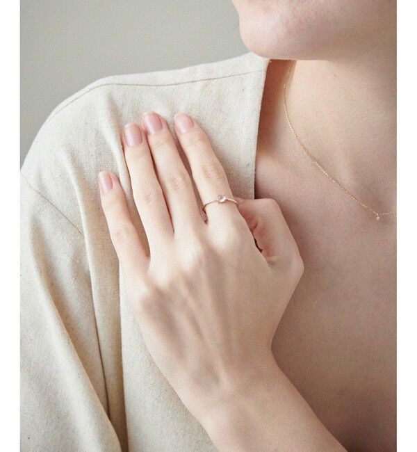 ete「K10YG レイヤード ムーンストーン/ホワイトトパーズ リング」|リング|