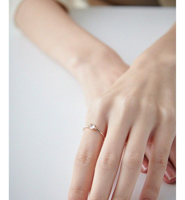 ete「K10YG レイヤード ムーンストーン/ホワイトトパーズ リング」|リング|