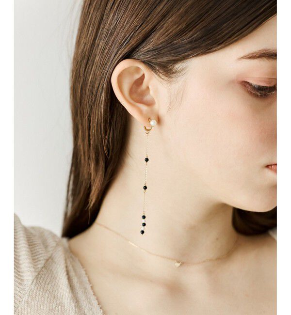 ete「パール/ブラックカルセドニー イヤリング」|イヤリング|