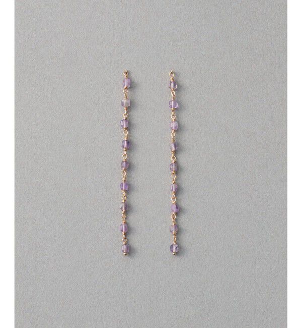 ete「ナチュラルストーン ロング ピアス」|ピアス|ピンクゴールド