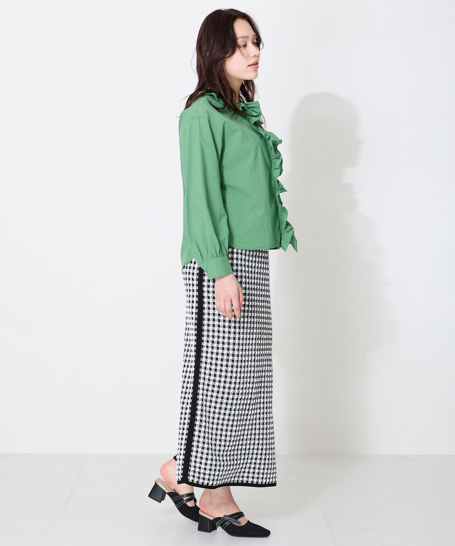 ORiental TRaffic「●2025春夏新作●ニット&times;リボンミュールパンプス/51120 パンプス ミュール ニット 人気 売れてる」|パンプス|