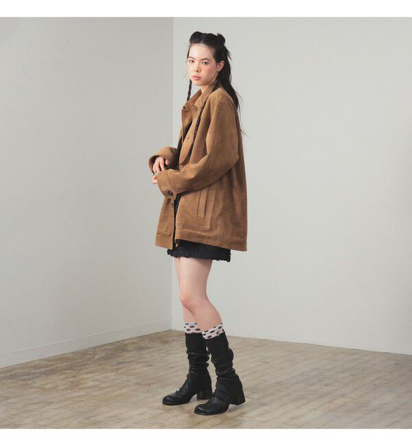 Ray BEAMS 「フェイク スエード ハーフ コート」|ダッフルコート|