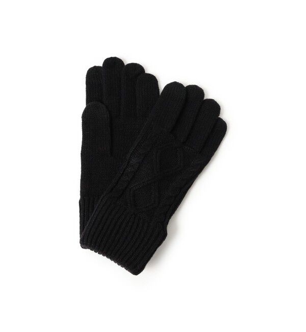 BEAMS「ケーブルニット グローブ」|手袋|BLACK
