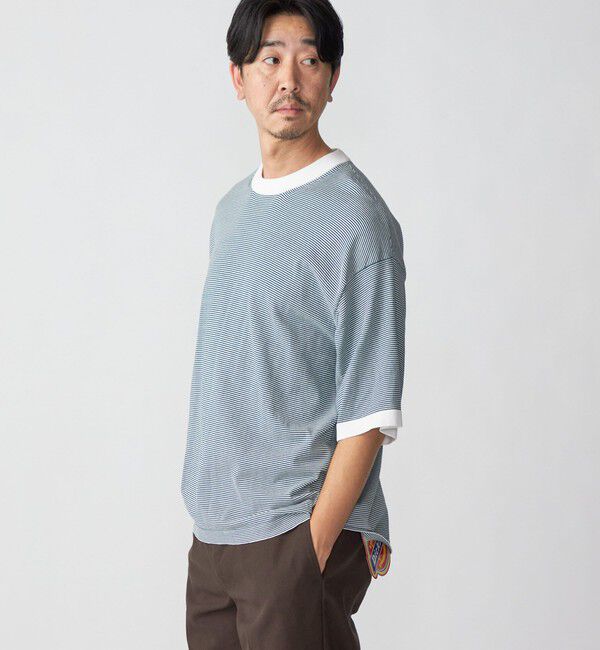 SHIPS「SHIPS: 16ゲージ コットン ボーダー ライト ニットTシャツ」|ニット・セーター|