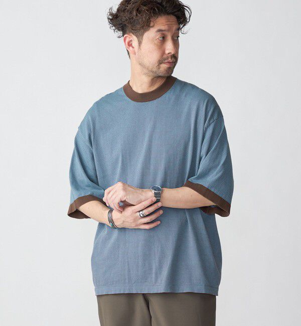 SHIPS「SHIPS: 16ゲージ コットン ボーダー ライト ニットTシャツ」|ニット・セーター|