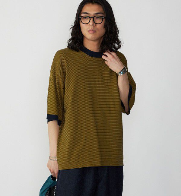 SHIPS「SHIPS: 16ゲージ コットン ボーダー ライト ニットTシャツ」|ニット・セーター|