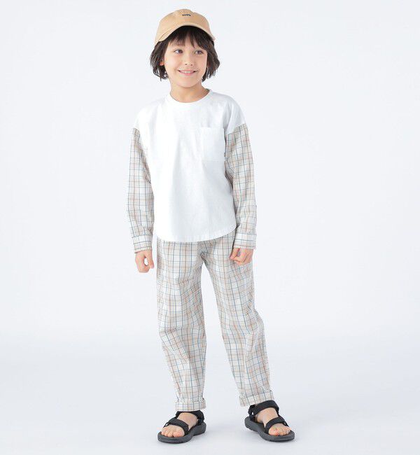 SHIPS KIDS「SHIPS KIDS:100～130cm / チェックシャツ コンビ カットソー」|Tシャツ・カットソー|