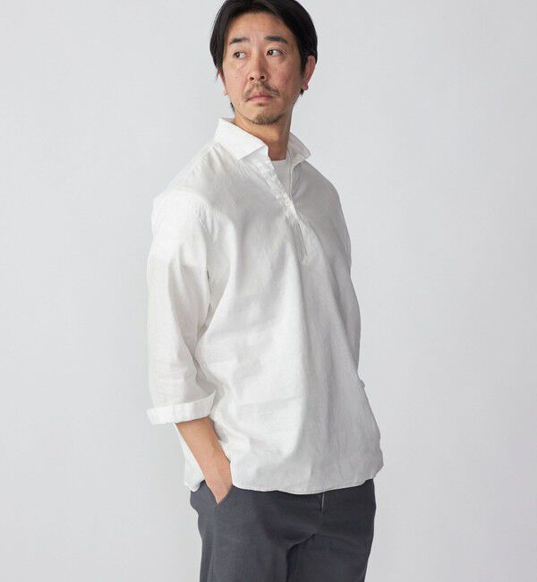 SHIPS「SHIPS: SOLOTEX(R) サフィランリネン リラックス 7スリーブ カプリシャツ」|シャツ・ブラウス|