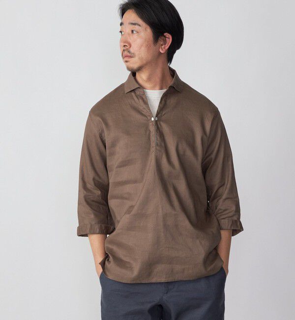 SHIPS「SHIPS: SOLOTEX(R) サフィランリネン リラックス 7スリーブ カプリシャツ」|シャツ・ブラウス|