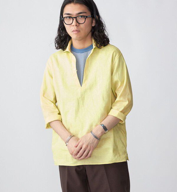 SHIPS「SHIPS: SOLOTEX(R) サフィランリネン リラックス 7スリーブ カプリシャツ」|シャツ・ブラウス|クリーム