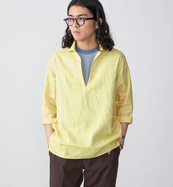 SHIPS「SHIPS: SOLOTEX(R) サフィランリネン リラックス 7スリーブ カプリシャツ」|シャツ・ブラウス|