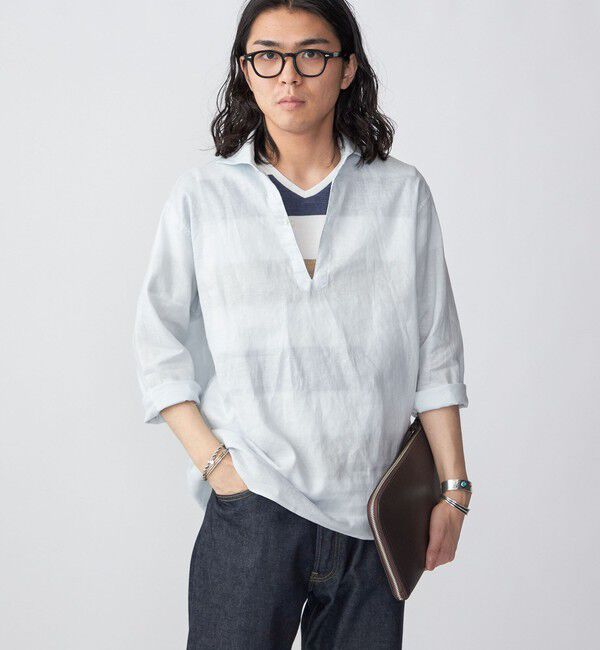 SHIPS「SHIPS: SOLOTEX(R) サフィランリネン リラックス 7スリーブ カプリシャツ」|シャツ・ブラウス|