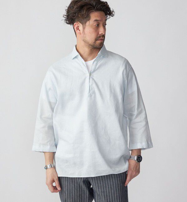 SHIPS「SHIPS: SOLOTEX(R) サフィランリネン リラックス 7スリーブ カプリシャツ」|シャツ・ブラウス|