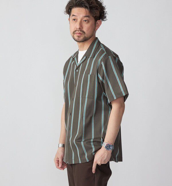 SHIPS「SHIPS: シルケット ラッセル ストライプ オープンカラー シャツ」|シャツ・ブラウス|