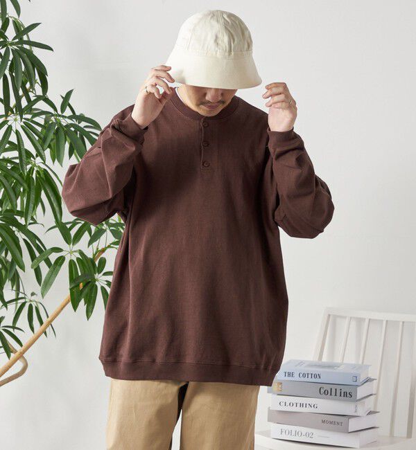 SHIPS any「SHIPS any: COTTON USA ガーメントダイ ヘビーウェイト ヘンリーネック Tシャツ (ロンT)◇」|Tシャツ・カットソー|
