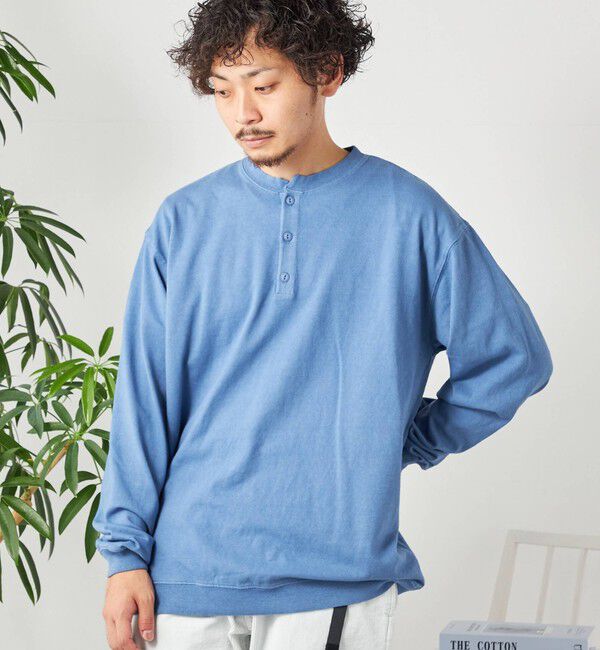 SHIPS any「SHIPS any: COTTON USA ガーメントダイ ヘビーウェイト ヘンリーネック Tシャツ (ロンT)◇」|Tシャツ・カットソー|