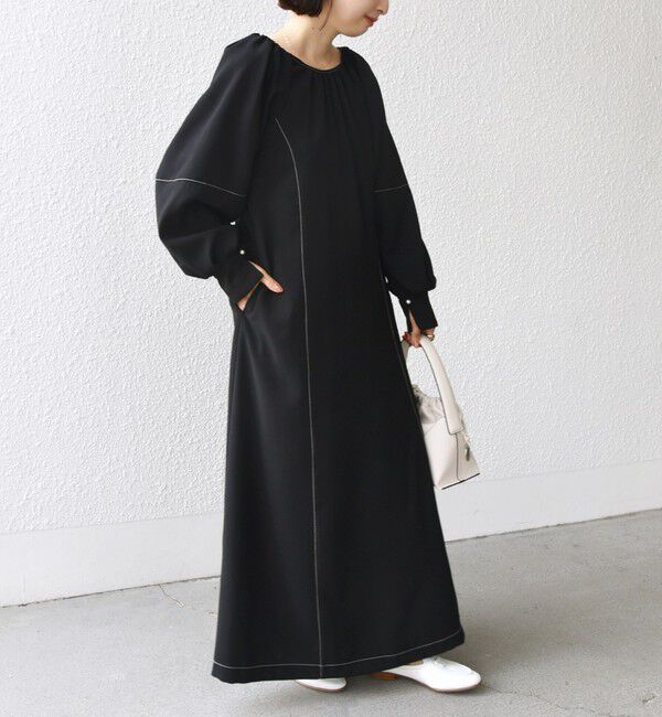 SHIPS for women「* 〈洗濯機可能 / セレモニー対応可〉ステッチ ショルダー タック ワンピース ◇」|ワンピース|