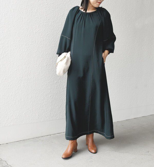 SHIPS for women「* 〈洗濯機可能 / セレモニー対応可〉ステッチ ショルダー タック ワンピース ◇」|ワンピース|