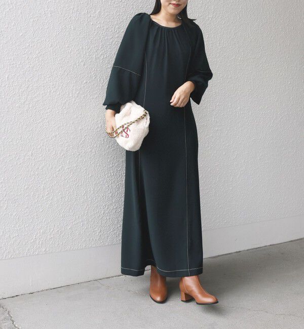 SHIPS for women「* 〈洗濯機可能 / セレモニー対応可〉ステッチ ショルダー タック ワンピース ◇」|ワンピース|