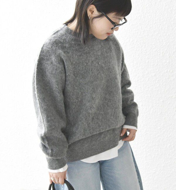 SHIPS any「SHIPS any: 〈手洗い可能〉シャギー ソリッド リラックス クルーネック ニット ◇」|ニット・セーター|チャコールグレー