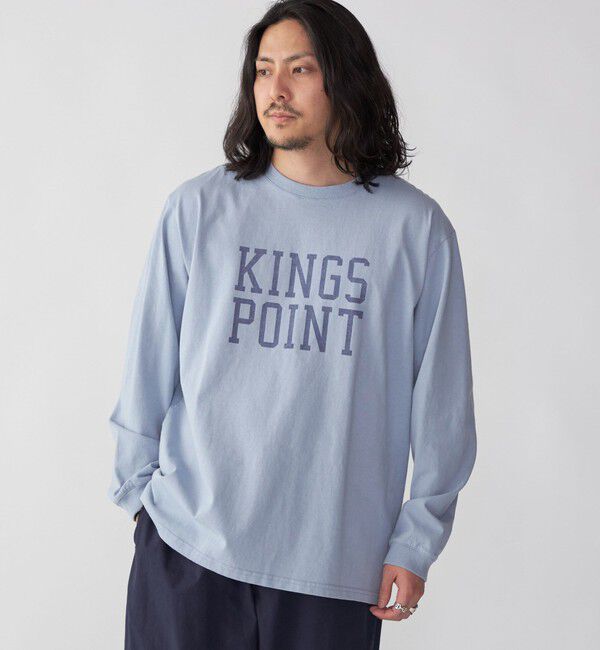 SHIPS「KINGS POINT: ロゴ プリント 長袖 Tシャツ」|Tシャツ・カットソー|ライトブルー