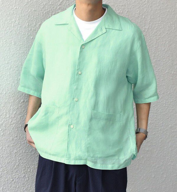 SHIPS any「SHIPS any: ピュアリネン バンド スキッパー ハーフスリーブ プルオーバー シャツ 25SS◇」|シャツ・ブラウス|