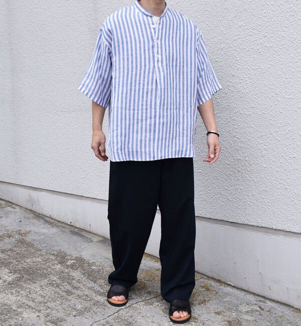 SHIPS any「SHIPS any: ピュアリネン バンド スキッパー ハーフスリーブ プルオーバー シャツ 25SS◇」|シャツ・ブラウス|