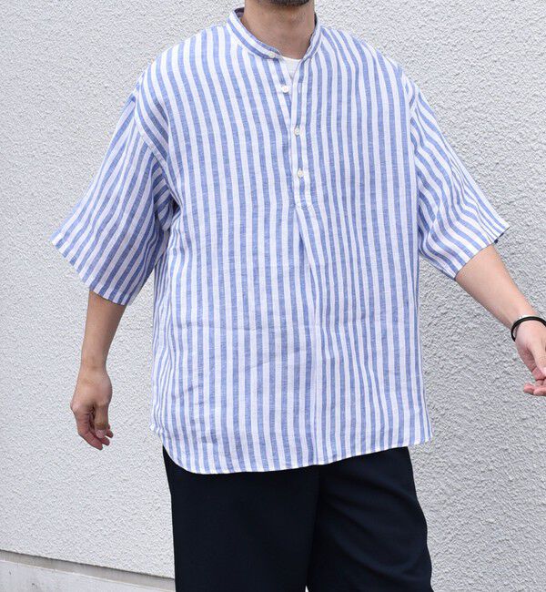 SHIPS any「SHIPS any: ピュアリネン バンド スキッパー ハーフスリーブ プルオーバー シャツ 25SS◇」|シャツ・ブラウス|