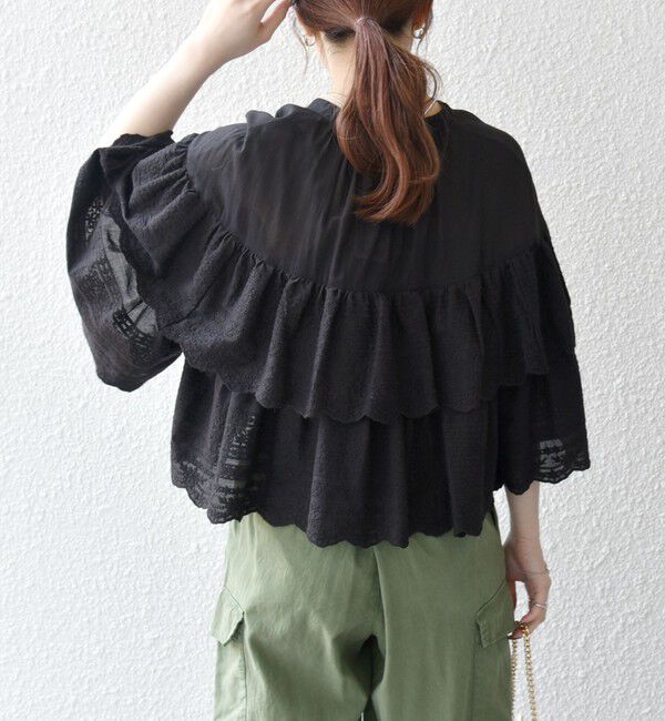 SHIPS any「bon_meur:〈洗濯機可能〉レース ティアード ボリューム ブラウス」|シャツ・ブラウス|