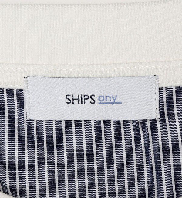 SHIPS any「SHIPS any: バックメッシュ / ストライプシャツ ドッキング フェイクレイヤード ポケット Tシャツ◇」|Tシャツ・カットソー|