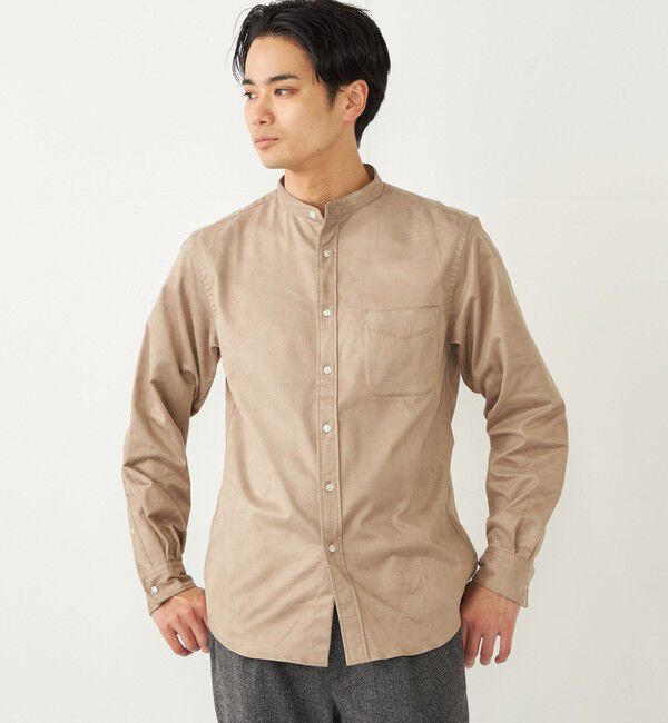 SHIPS Colors 「SHIPS Colors: ポリエステル フェイクスエード バンドカラー シャツ」|シャツ・ブラウス|