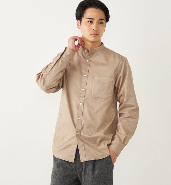 SHIPS Colors 「SHIPS Colors: ポリエステル フェイクスエード バンドカラー シャツ」|シャツ・ブラウス|