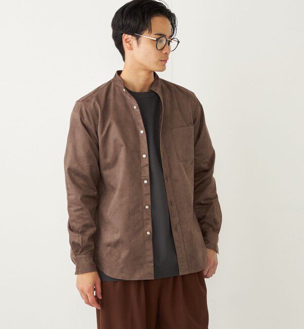 SHIPS Colors 「SHIPS Colors: ポリエステル フェイクスエード バンドカラー シャツ」|シャツ・ブラウス|