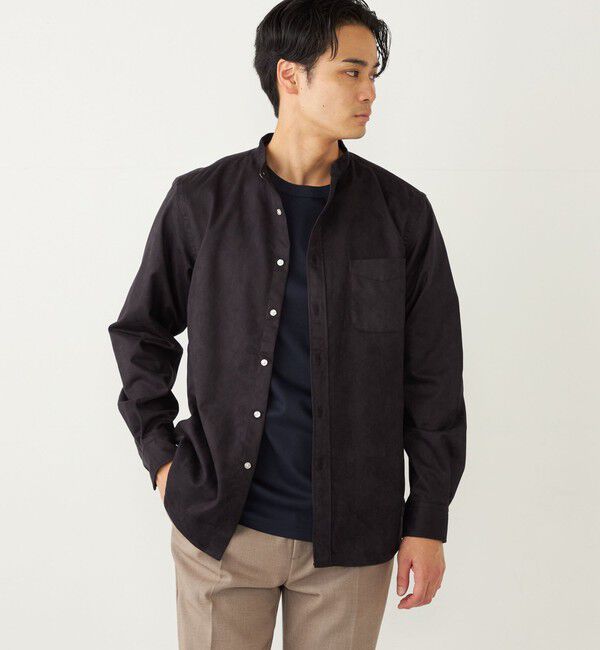 SHIPS Colors 「SHIPS Colors: ポリエステル フェイクスエード バンドカラー シャツ」|シャツ・ブラウス|