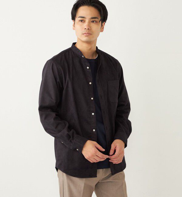 SHIPS Colors 「SHIPS Colors: ポリエステル フェイクスエード バンドカラー シャツ」|シャツ・ブラウス|