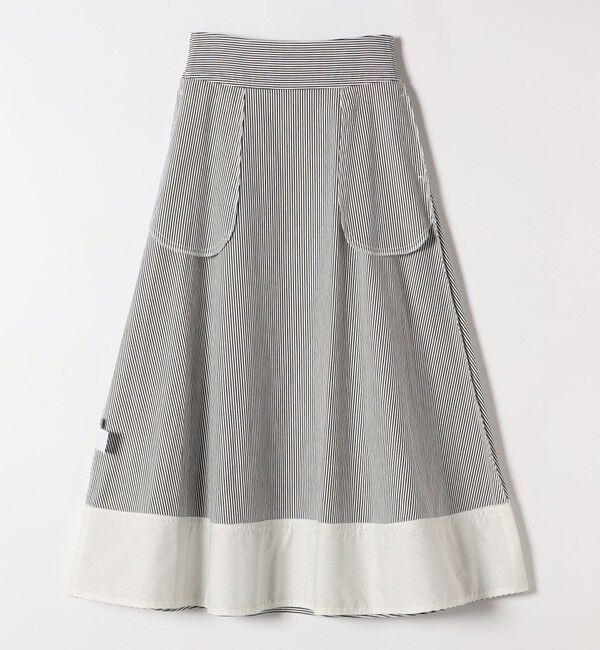 SHIPS any「SHIPS any:〈洗濯機可能〉コードレーン ストライプ クラシカル フレア スカート」|スカート|