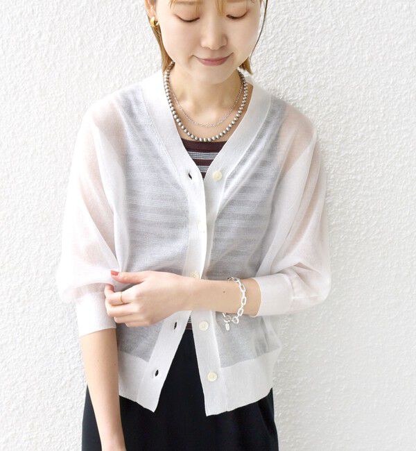 SHIPS for women「〈手洗い可能〉ラミー混 シアー カーディガン」|カーディガン|