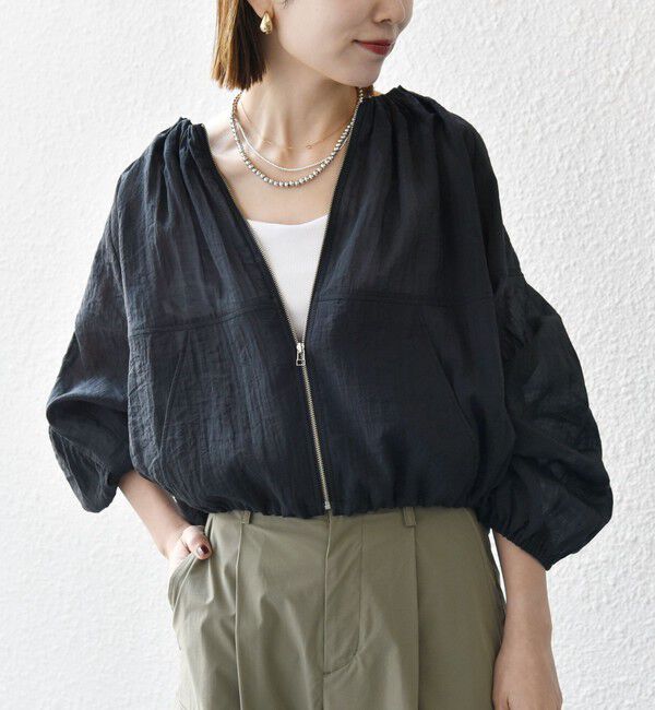 SHIPS any「SHIPS any:〈手洗い可能〉シアー ギャザー ドロスト ブルゾン」|ブルゾン・スタジャン|