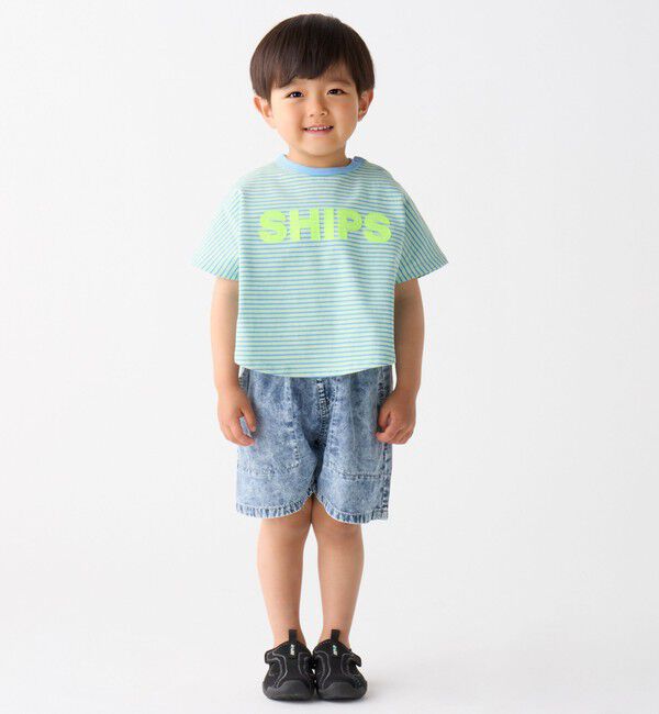 SHIPS Colors 「SHIPS Colors:80～130cm / ロゴ パッチワーク ボーダー Tシャツ」|Tシャツ・カットソー|