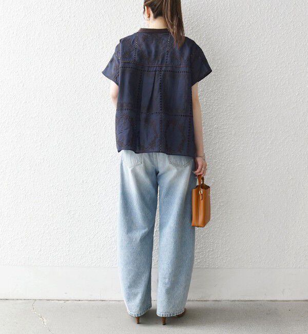 SHIPS any「SHIPS any:〈手洗い可能〉エンブロイダリー レース シアー フレンチスリーブ シャツ」|シャツ・ブラウス|