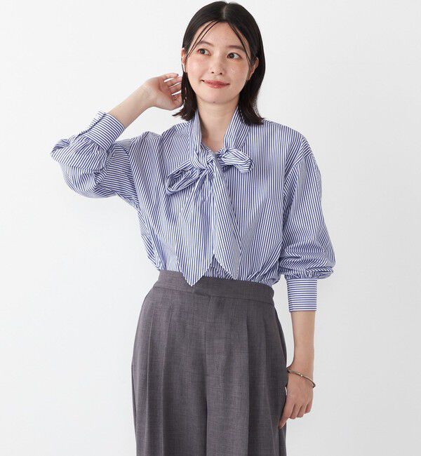 SHIPS Colors 「SHIPS Colors:〈手洗い可能〉コットン ボウタイ シャツ」|シャツ・ブラウス|