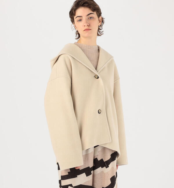 DES PRES「ニューモッサ フーデッドショートコート」|その他|42 ライトベージュ系